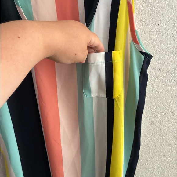 💥LOFT Multicolor Stripes Sleeveless Tank Top M - Picture 6 of 10